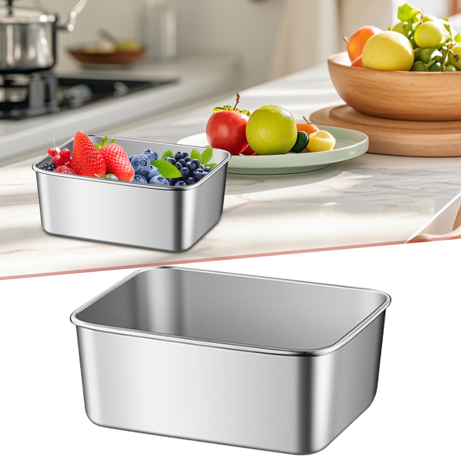 Dusknt Under $5 Stainless Steel Food Storage Box, Efficient Preservation: Stainless Food Storage Box Ideal Refrigerator Storage Solution and Design Keep Food Fresh and Delicious, Limited Time Offer